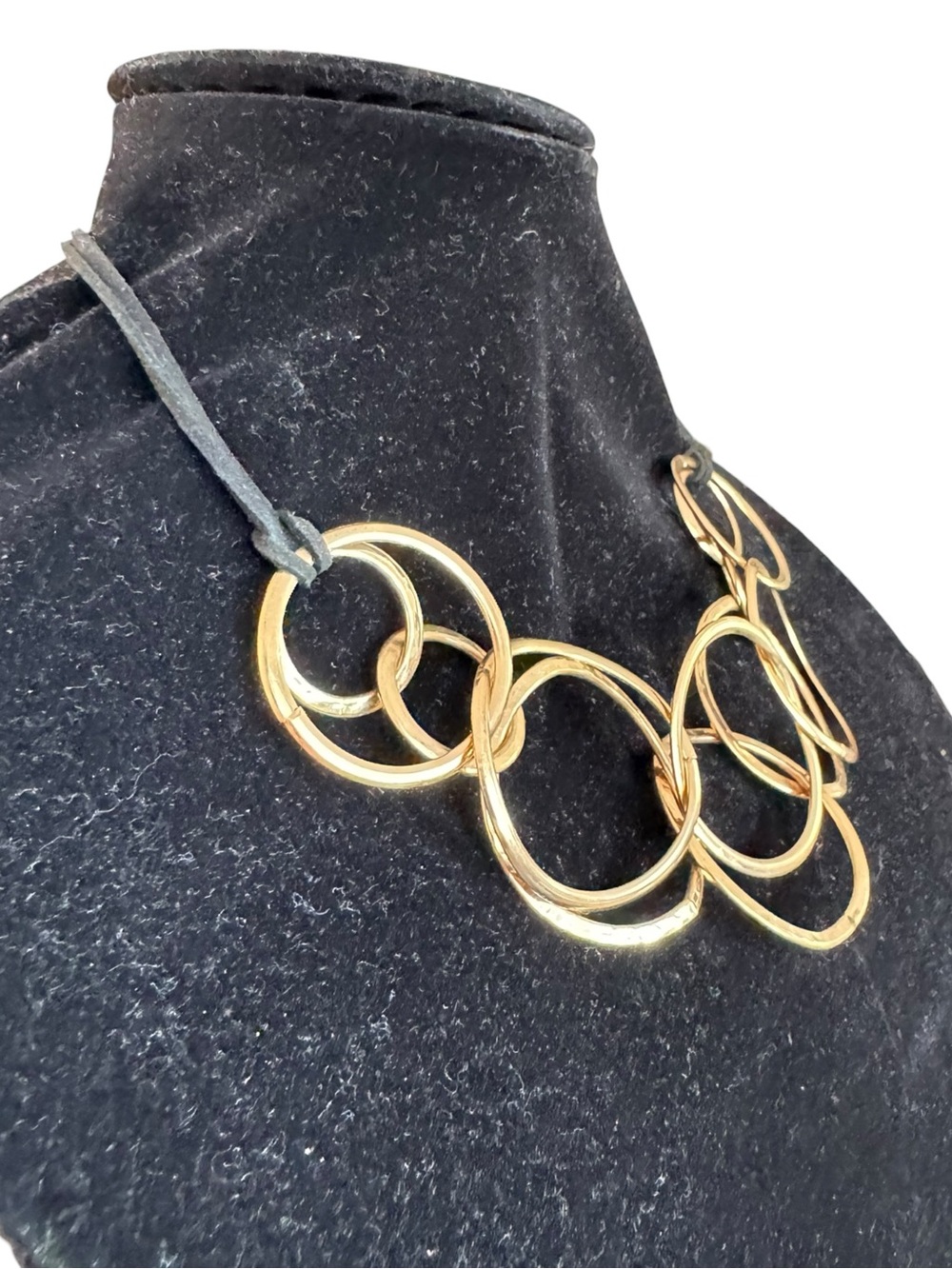 Spiraling Out Of Couture Gold Multi-Ring Chunky Statement Necklace Women Jewelry - Picture 4 of 8